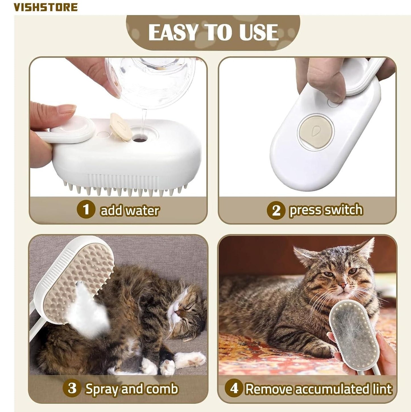 New Stock of Steam Brush for Dog and Cat